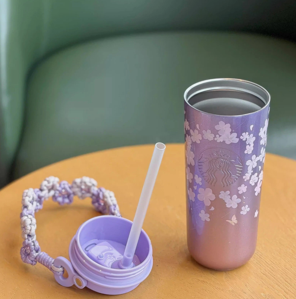 2026 China Starbucks Twilight Sakura 30oz Double Drink SS Vacuum Cup + Keychain