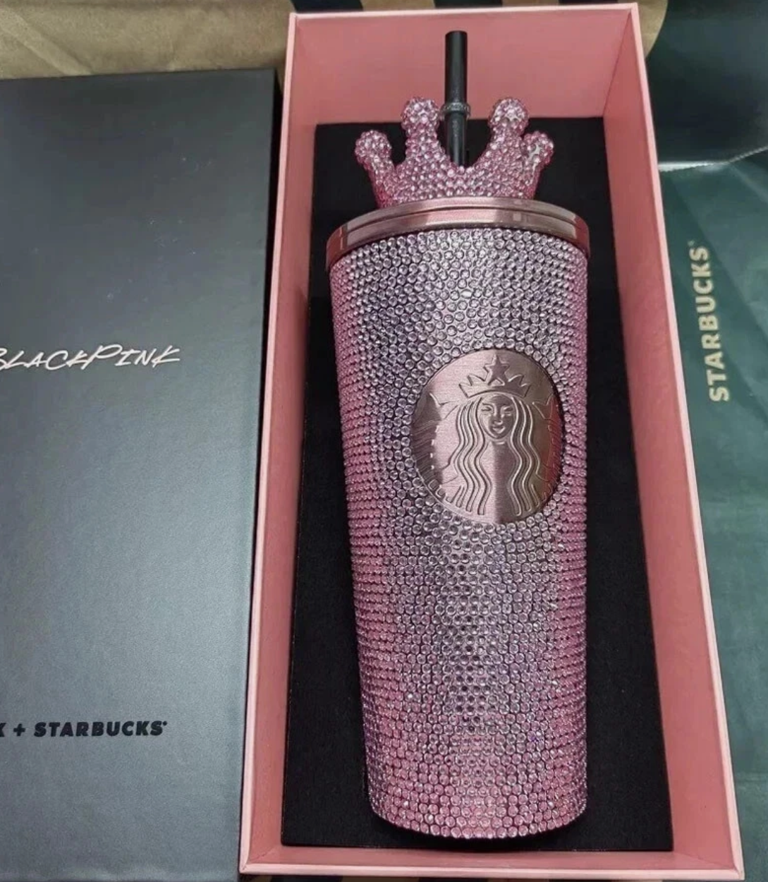 BLACKPINK Limited Edition Crystal Crown Tumbler – Pink Luxury Collector Release