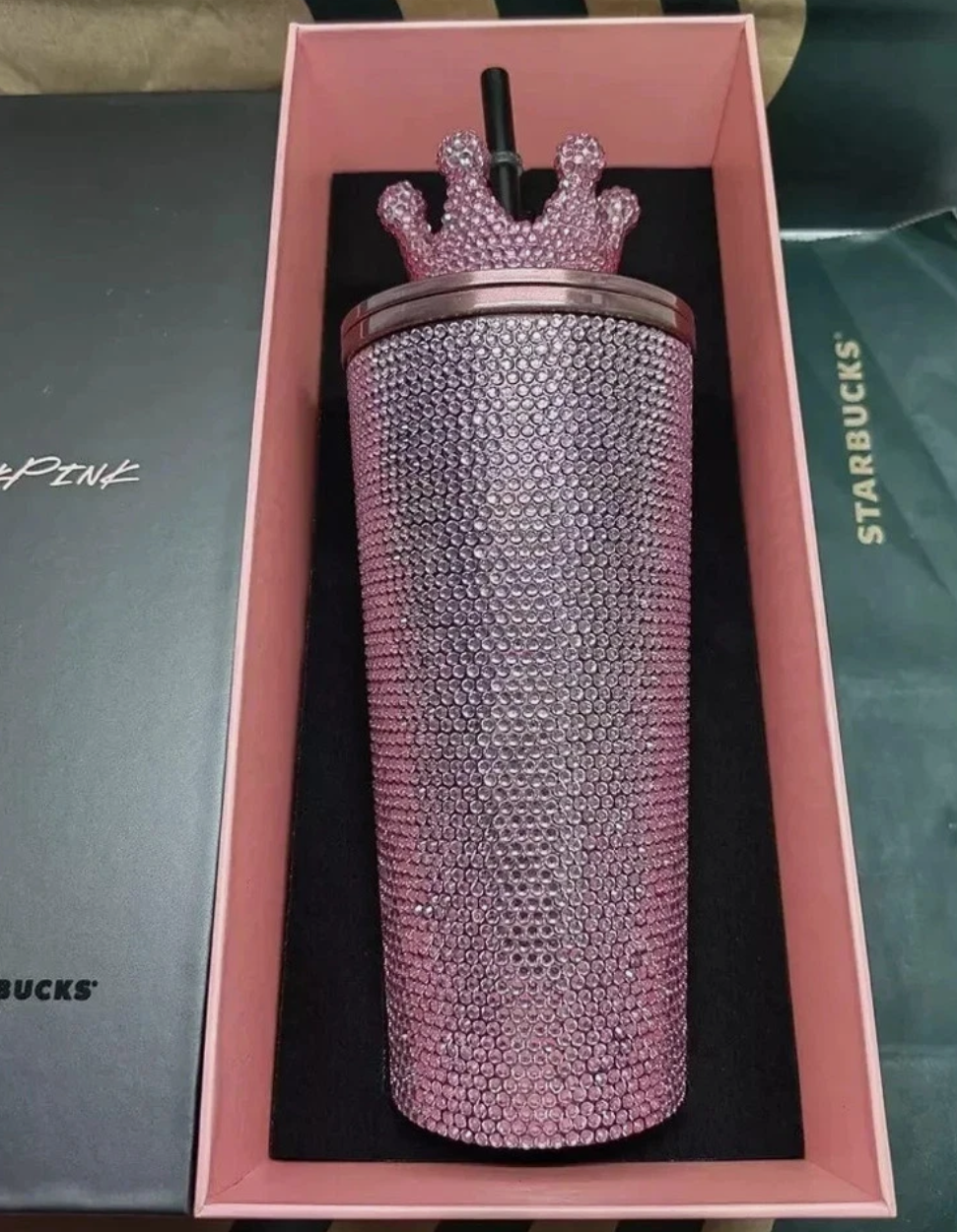 BLACKPINK Limited Edition Crystal Crown Tumbler – Pink Luxury Collector Release