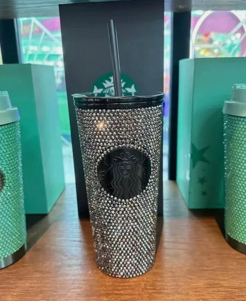 Starbucks 2024 Thailand Black Rhinestone Diamond Tumbler 16oz – Limited Edition TOGO Cold Cup