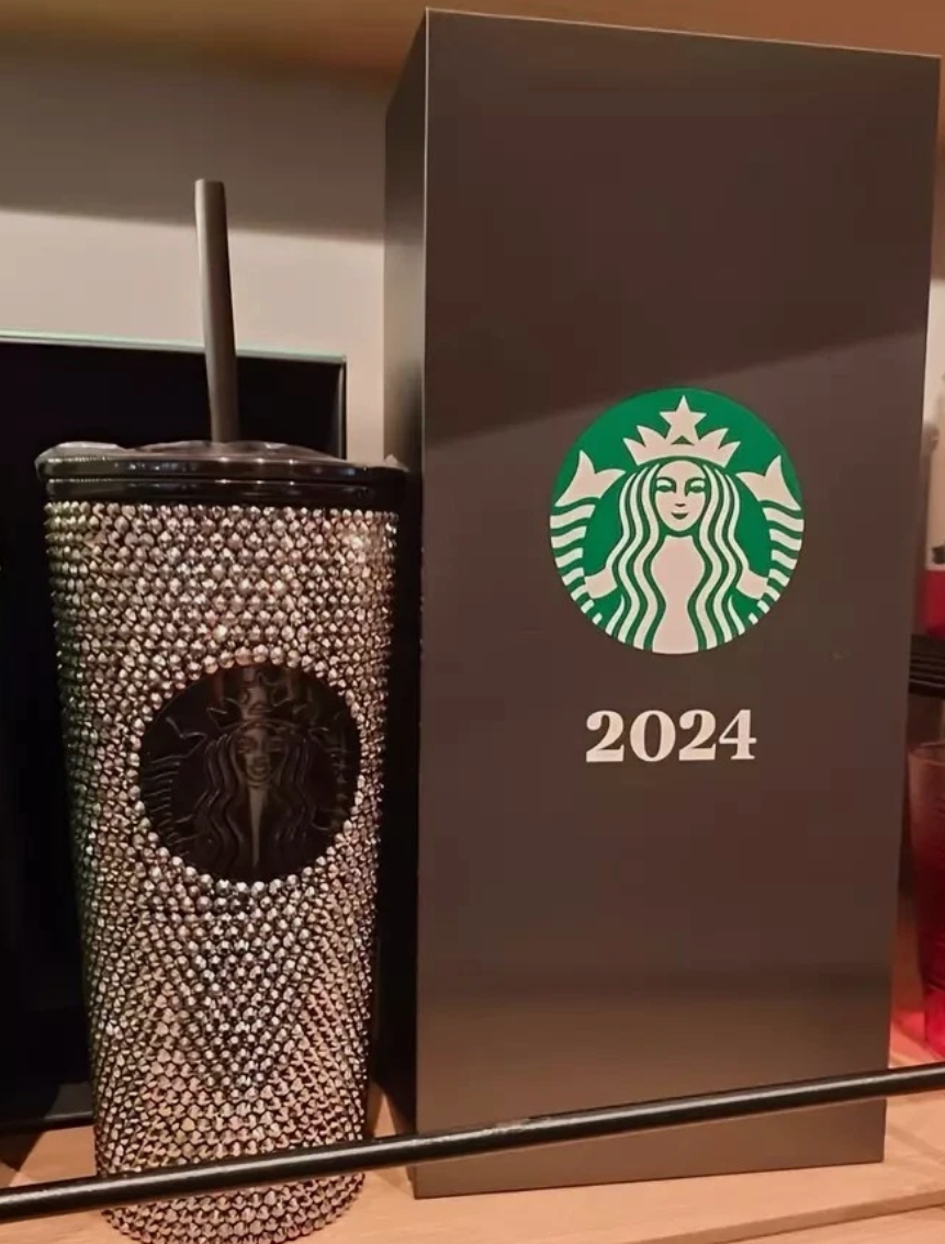 Starbucks 2024 Thailand Black Rhinestone Diamond Tumbler 16oz – Limited Edition TOGO Cold Cup