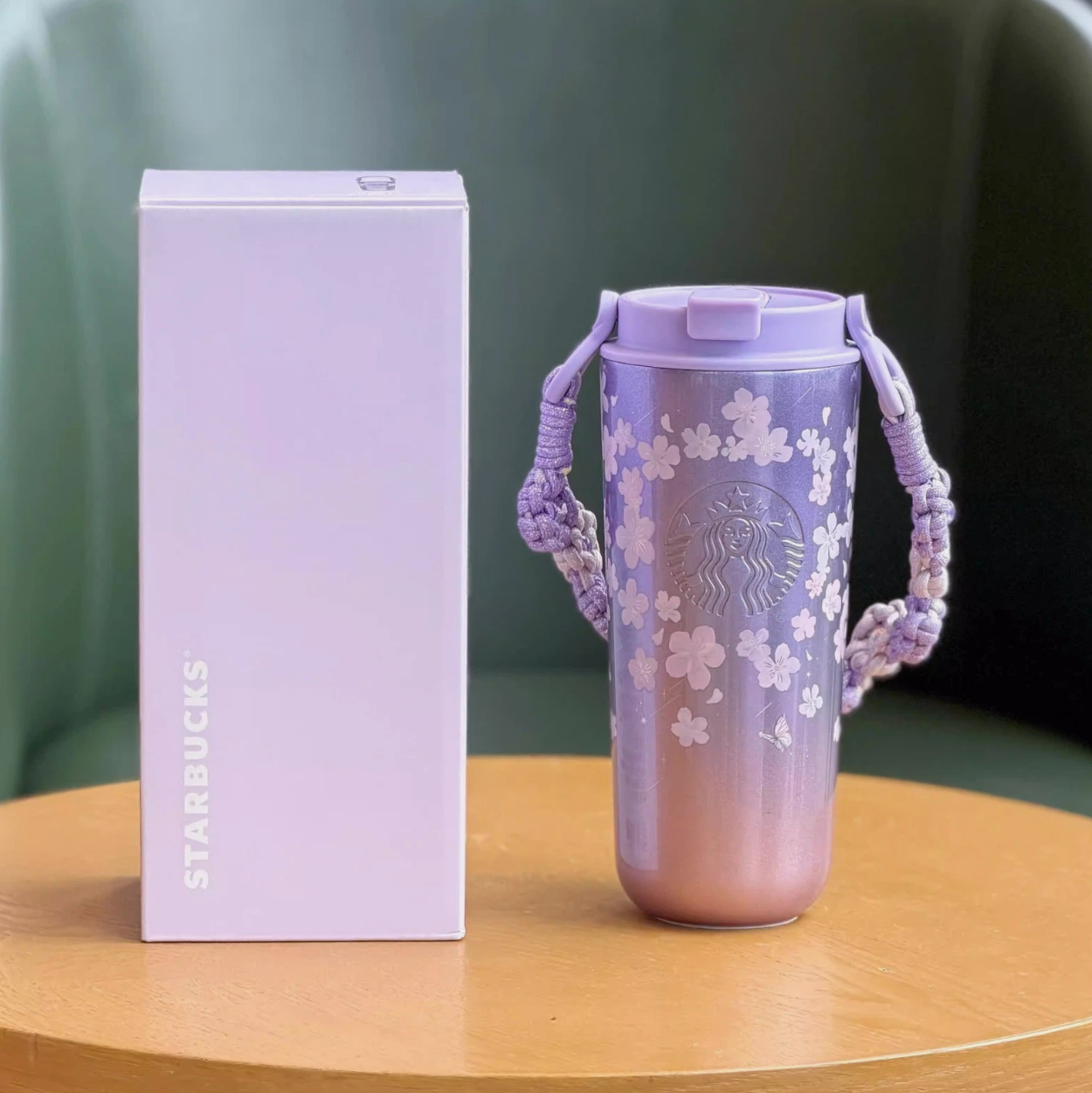 2026 China Starbucks Twilight Sakura 30oz Double Drink SS Vacuum Cup + Keychain